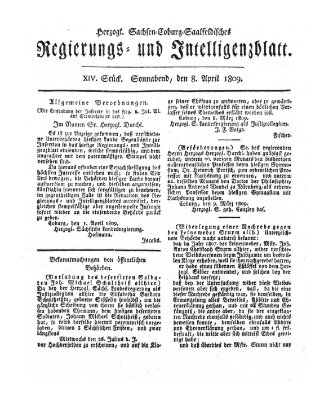 Herzogl.-Sachsen-Coburg-Saalfeldisches Regierungs- und Intelligenzblatt (Coburger Regierungs-Blatt) Samstag 8. April 1809