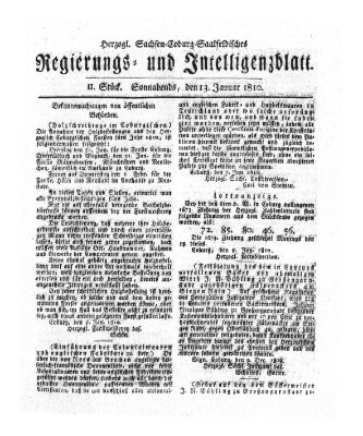 Herzogl.-Sachsen-Coburg-Saalfeldisches Regierungs- und Intelligenzblatt (Coburger Regierungs-Blatt) Samstag 13. Januar 1810