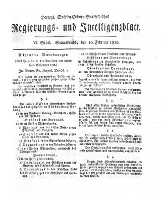 Herzogl.-Sachsen-Coburg-Saalfeldisches Regierungs- und Intelligenzblatt (Coburger Regierungs-Blatt) Samstag 10. Februar 1810