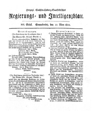 Herzogl.-Sachsen-Coburg-Saalfeldisches Regierungs- und Intelligenzblatt (Coburger Regierungs-Blatt) Samstag 12. Mai 1810