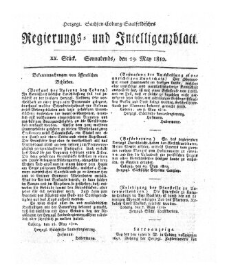 Herzogl.-Sachsen-Coburg-Saalfeldisches Regierungs- und Intelligenzblatt (Coburger Regierungs-Blatt) Samstag 19. Mai 1810