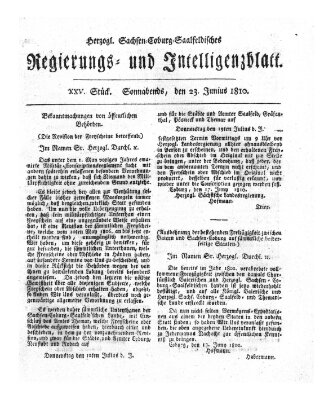 Herzogl.-Sachsen-Coburg-Saalfeldisches Regierungs- und Intelligenzblatt (Coburger Regierungs-Blatt) Samstag 23. Juni 1810