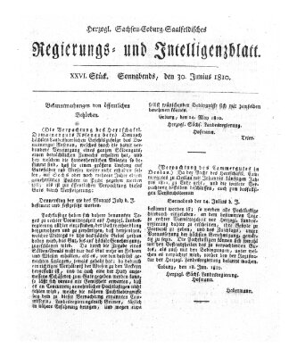 Herzogl.-Sachsen-Coburg-Saalfeldisches Regierungs- und Intelligenzblatt (Coburger Regierungs-Blatt) Samstag 30. Juni 1810