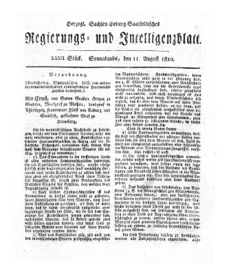 Herzogl.-Sachsen-Coburg-Saalfeldisches Regierungs- und Intelligenzblatt (Coburger Regierungs-Blatt) Samstag 11. August 1810