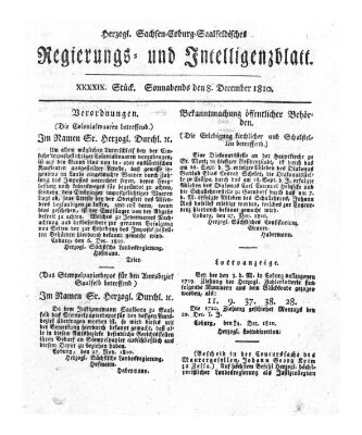 Herzogl.-Sachsen-Coburg-Saalfeldisches Regierungs- und Intelligenzblatt (Coburger Regierungs-Blatt) Samstag 8. Dezember 1810