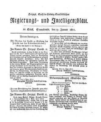 Herzogl.-Sachsen-Coburg-Saalfeldisches Regierungs- und Intelligenzblatt (Coburger Regierungs-Blatt) Samstag 19. Januar 1811