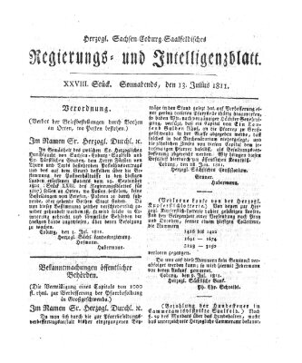 Herzogl.-Sachsen-Coburg-Saalfeldisches Regierungs- und Intelligenzblatt (Coburger Regierungs-Blatt) Samstag 13. Juli 1811