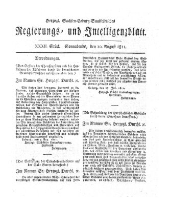 Herzogl.-Sachsen-Coburg-Saalfeldisches Regierungs- und Intelligenzblatt (Coburger Regierungs-Blatt) Samstag 10. August 1811