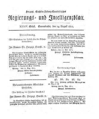 Herzogl.-Sachsen-Coburg-Saalfeldisches Regierungs- und Intelligenzblatt (Coburger Regierungs-Blatt) Samstag 24. August 1811