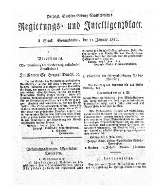 Herzogl.-Sachsen-Coburg-Saalfeldisches Regierungs- und Intelligenzblatt (Coburger Regierungs-Blatt) Samstag 11. Januar 1812