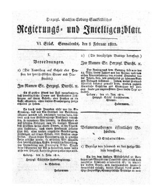 Herzogl.-Sachsen-Coburg-Saalfeldisches Regierungs- und Intelligenzblatt (Coburger Regierungs-Blatt) Samstag 8. Februar 1812