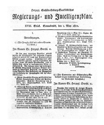 Herzogl.-Sachsen-Coburg-Saalfeldisches Regierungs- und Intelligenzblatt (Coburger Regierungs-Blatt) Samstag 2. Mai 1812