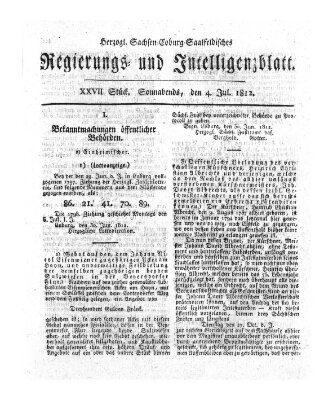 Herzogl.-Sachsen-Coburg-Saalfeldisches Regierungs- und Intelligenzblatt (Coburger Regierungs-Blatt) Samstag 4. Juli 1812