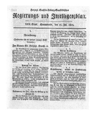 Herzogl.-Sachsen-Coburg-Saalfeldisches Regierungs- und Intelligenzblatt (Coburger Regierungs-Blatt) Samstag 25. Juli 1812