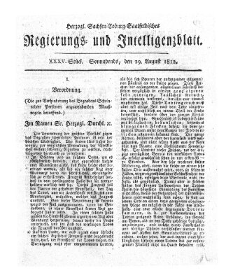 Herzogl.-Sachsen-Coburg-Saalfeldisches Regierungs- und Intelligenzblatt (Coburger Regierungs-Blatt) Samstag 29. August 1812