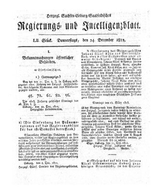 Herzogl.-Sachsen-Coburg-Saalfeldisches Regierungs- und Intelligenzblatt (Coburger Regierungs-Blatt) Donnerstag 24. Dezember 1812