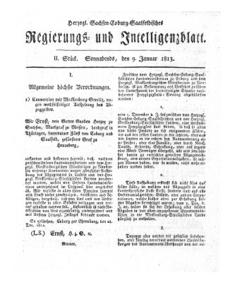 Herzogl.-Sachsen-Coburg-Saalfeldisches Regierungs- und Intelligenzblatt (Coburger Regierungs-Blatt) Samstag 9. Januar 1813