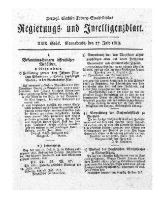 Herzogl.-Sachsen-Coburg-Saalfeldisches Regierungs- und Intelligenzblatt (Coburger Regierungs-Blatt) Samstag 17. Juli 1813