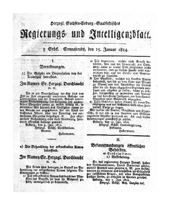 Herzogl.-Sachsen-Coburg-Saalfeldisches Regierungs- und Intelligenzblatt (Coburger Regierungs-Blatt) Samstag 15. Januar 1814