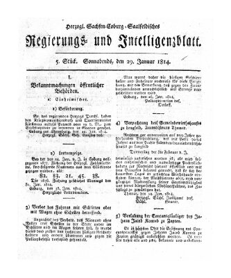 Herzogl.-Sachsen-Coburg-Saalfeldisches Regierungs- und Intelligenzblatt (Coburger Regierungs-Blatt) Samstag 29. Januar 1814