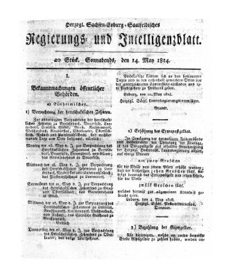 Herzogl.-Sachsen-Coburg-Saalfeldisches Regierungs- und Intelligenzblatt (Coburger Regierungs-Blatt) Samstag 14. Mai 1814