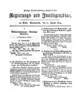 Herzogl.-Sachsen-Coburg-Saalfeldisches Regierungs- und Intelligenzblatt (Coburger Regierungs-Blatt) Samstag 11. Juni 1814