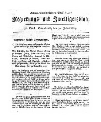 Herzogl.-Sachsen-Coburg-Saalfeldisches Regierungs- und Intelligenzblatt (Coburger Regierungs-Blatt) Samstag 30. Juli 1814