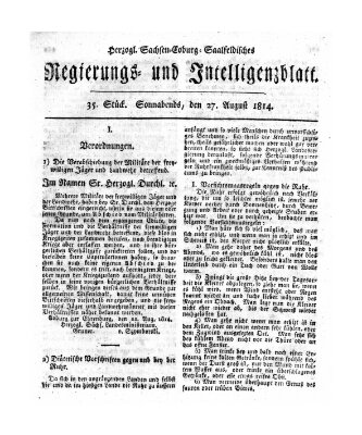 Herzogl.-Sachsen-Coburg-Saalfeldisches Regierungs- und Intelligenzblatt (Coburger Regierungs-Blatt) Samstag 27. August 1814