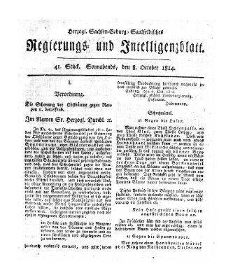 Herzogl.-Sachsen-Coburg-Saalfeldisches Regierungs- und Intelligenzblatt (Coburger Regierungs-Blatt) Samstag 8. Oktober 1814