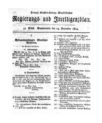 Herzogl.-Sachsen-Coburg-Saalfeldisches Regierungs- und Intelligenzblatt (Coburger Regierungs-Blatt) Samstag 24. Dezember 1814