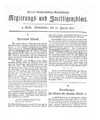 Herzogl.-Sachsen-Coburg-Saalfeldisches Regierungs- und Intelligenzblatt (Coburger Regierungs-Blatt) Samstag 11. Januar 1817