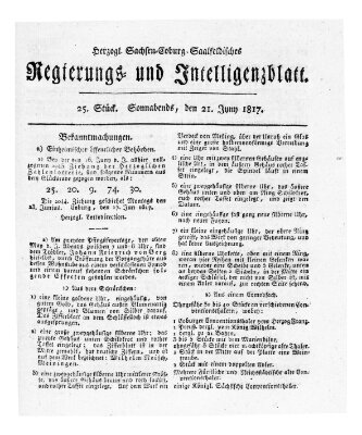 Herzogl.-Sachsen-Coburg-Saalfeldisches Regierungs- und Intelligenzblatt (Coburger Regierungs-Blatt) Samstag 21. Juni 1817