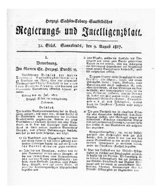 Herzogl.-Sachsen-Coburg-Saalfeldisches Regierungs- und Intelligenzblatt (Coburger Regierungs-Blatt) Samstag 9. August 1817