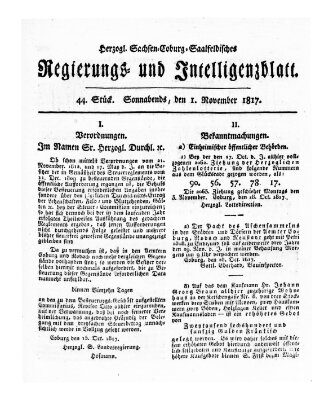 Herzogl.-Sachsen-Coburg-Saalfeldisches Regierungs- und Intelligenzblatt (Coburger Regierungs-Blatt) Samstag 1. November 1817