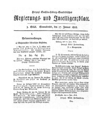 Herzogl.-Sachsen-Coburg-Saalfeldisches Regierungs- und Intelligenzblatt (Coburger Regierungs-Blatt) Samstag 17. Januar 1818