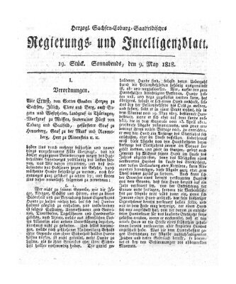 Herzogl.-Sachsen-Coburg-Saalfeldisches Regierungs- und Intelligenzblatt (Coburger Regierungs-Blatt) Samstag 9. Mai 1818