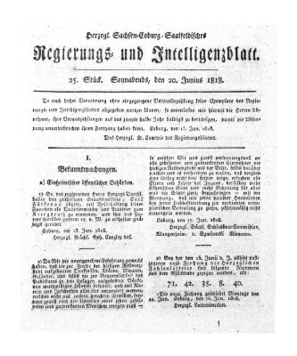 Herzogl.-Sachsen-Coburg-Saalfeldisches Regierungs- und Intelligenzblatt (Coburger Regierungs-Blatt) Samstag 20. Juni 1818