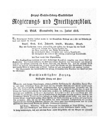 Herzogl.-Sachsen-Coburg-Saalfeldisches Regierungs- und Intelligenzblatt (Coburger Regierungs-Blatt) Samstag 11. Juli 1818