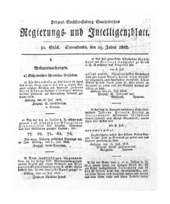 Herzogl.-Sachsen-Coburg-Saalfeldisches Regierungs- und Intelligenzblatt (Coburger Regierungs-Blatt) Samstag 25. Juli 1818