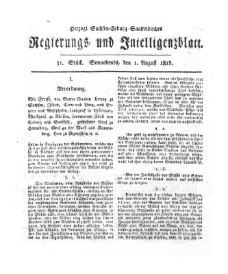 Herzogl.-Sachsen-Coburg-Saalfeldisches Regierungs- und Intelligenzblatt (Coburger Regierungs-Blatt) Samstag 1. August 1818