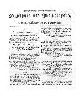 Herzogl.-Sachsen-Coburg-Saalfeldisches Regierungs- und Intelligenzblatt (Coburger Regierungs-Blatt) Samstag 19. Dezember 1818