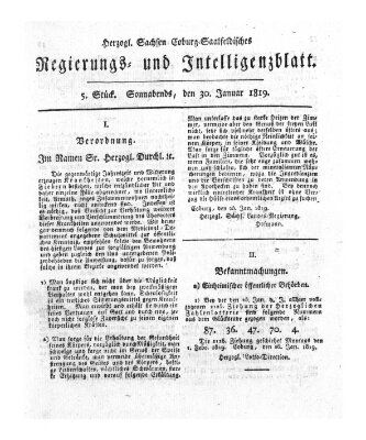 Herzogl.-Sachsen-Coburg-Saalfeldisches Regierungs- und Intelligenzblatt (Coburger Regierungs-Blatt) Samstag 30. Januar 1819