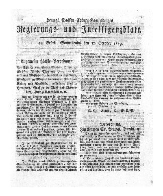 Herzogl.-Sachsen-Coburg-Saalfeldisches Regierungs- und Intelligenzblatt (Coburger Regierungs-Blatt) Samstag 30. Oktober 1819