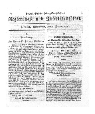 Herzogl.-Sachsen-Coburg-Saalfeldisches Regierungs- und Intelligenzblatt (Coburger Regierungs-Blatt) Samstag 5. Februar 1820