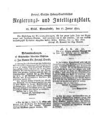 Herzogl.-Sachsen-Coburg-Saalfeldisches Regierungs- und Intelligenzblatt (Coburger Regierungs-Blatt) Samstag 17. Juni 1820