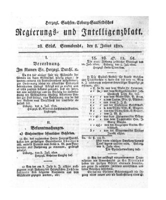 Herzogl.-Sachsen-Coburg-Saalfeldisches Regierungs- und Intelligenzblatt (Coburger Regierungs-Blatt) Samstag 8. Juli 1820