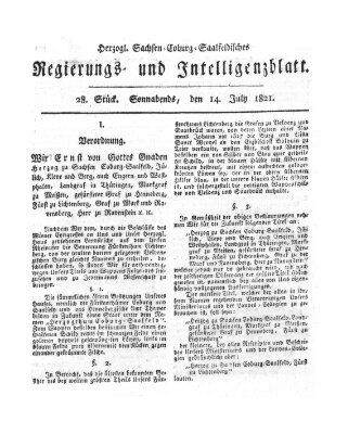 Herzogl.-Sachsen-Coburg-Saalfeldisches Regierungs- und Intelligenzblatt (Coburger Regierungs-Blatt) Samstag 14. Juli 1821