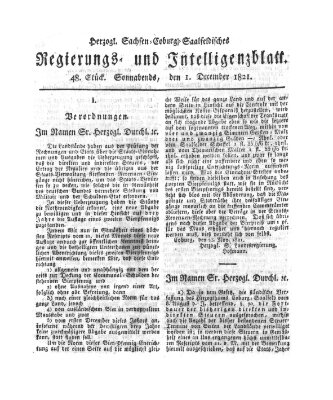 Herzogl.-Sachsen-Coburg-Saalfeldisches Regierungs- und Intelligenzblatt (Coburger Regierungs-Blatt) Samstag 1. Dezember 1821