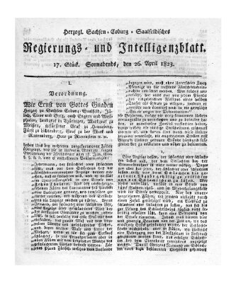 Herzogl.-Sachsen-Coburg-Saalfeldisches Regierungs- und Intelligenzblatt (Coburger Regierungs-Blatt) Samstag 26. April 1823