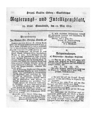 Herzogl.-Sachsen-Coburg-Saalfeldisches Regierungs- und Intelligenzblatt (Coburger Regierungs-Blatt) Samstag 10. Mai 1823